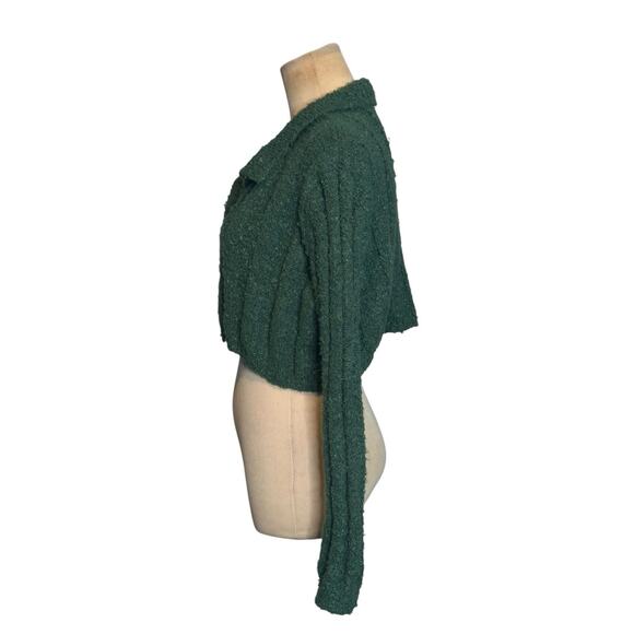 Double Zero green knit long sleeves crop sweater size Medium - Picture 5 of 10